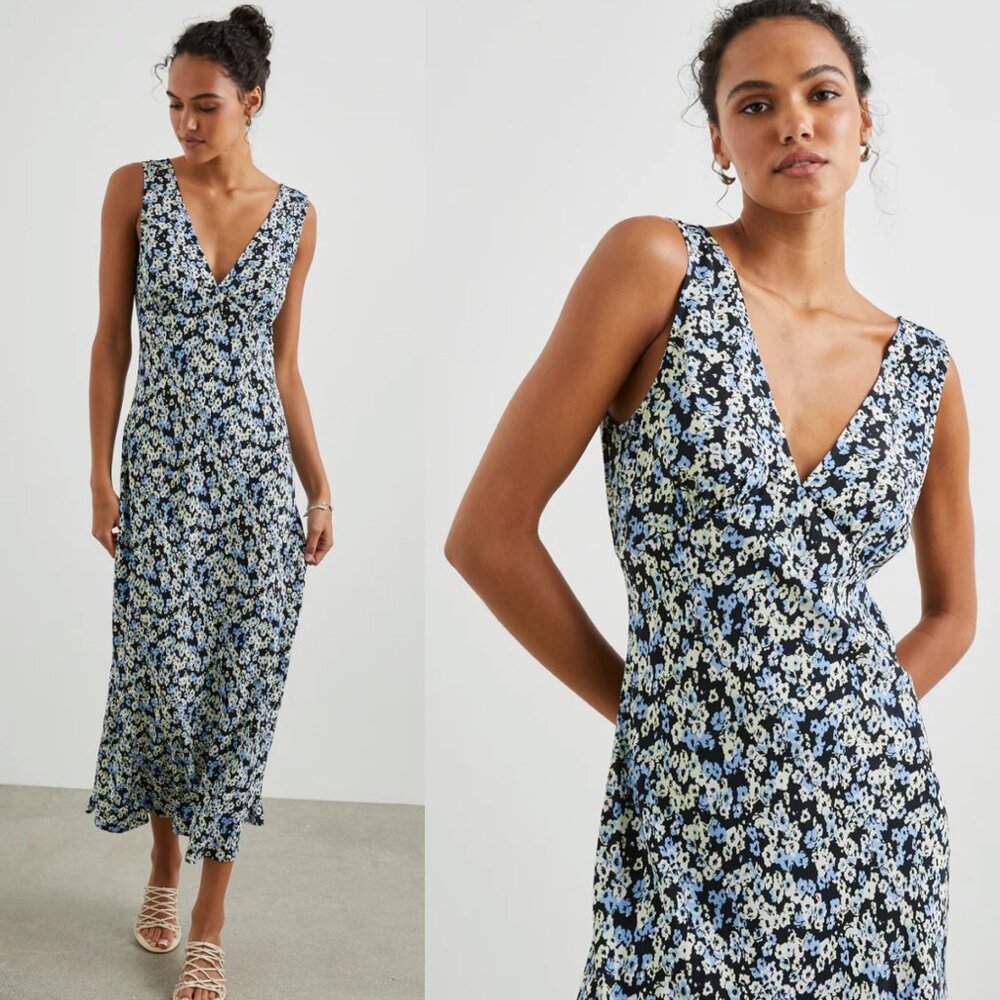 Rails Audrina Crepe Midi Dress in Midnight Meadow Floral - Picture 2 of 14